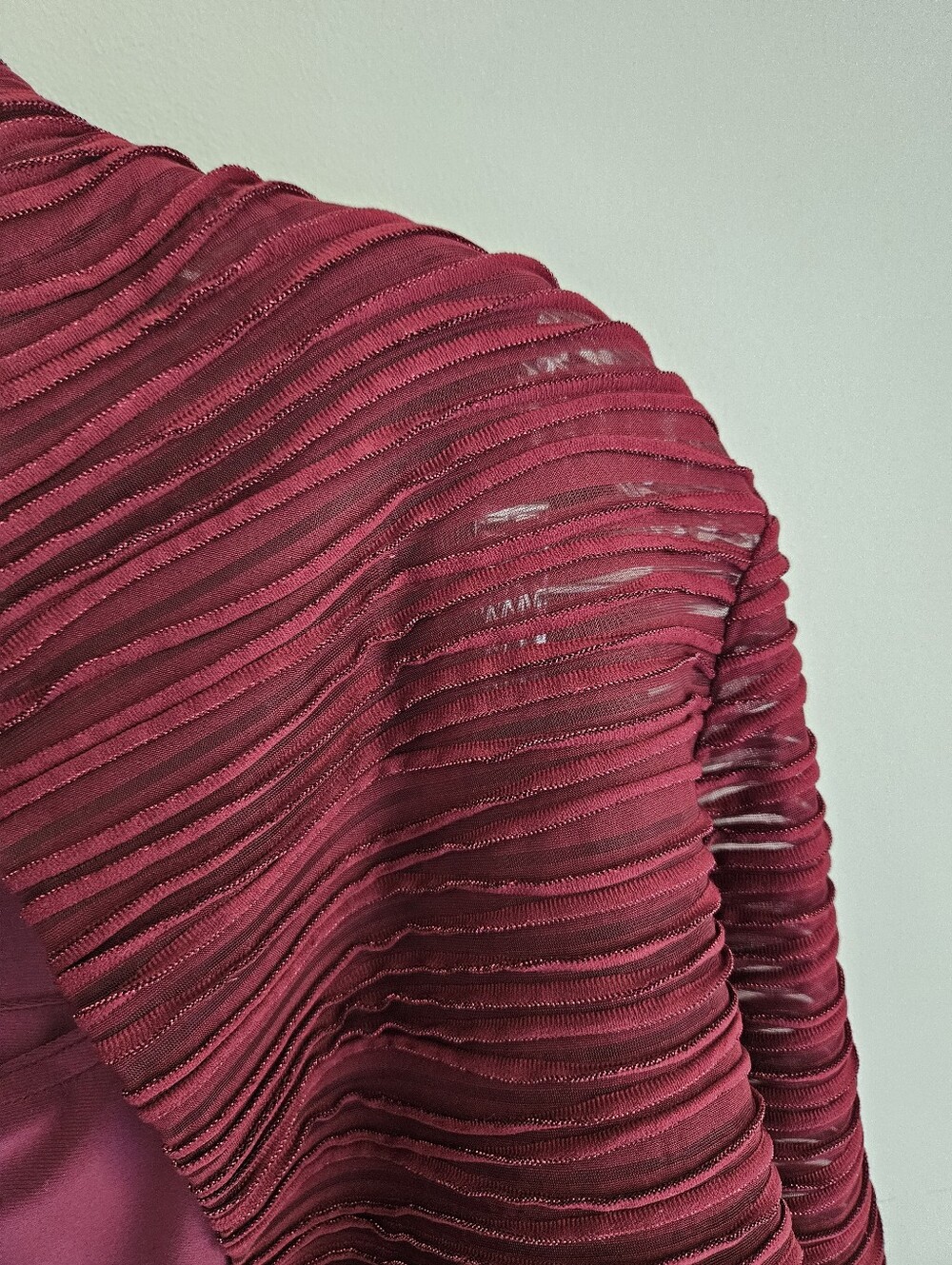 Joseph Ribkoff Set Merlot 3 Piece Open Ruched Jacket Pants Top - Picture 9 of 12